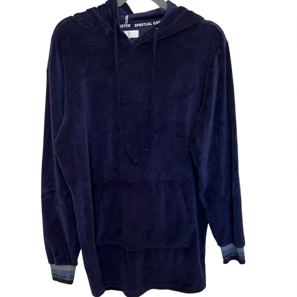 Spiritual Gangster Oversized Velour Hoodie Sweatshirt Blue Size‎ Small